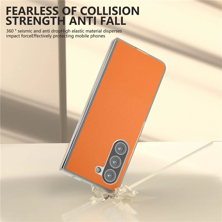 For Samsung Galaxy Z Fold5 5G Case Clear Matte Edge Leather+PC Folding Phone Cover