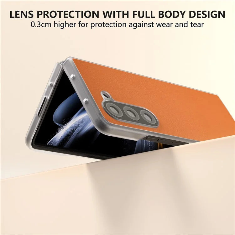 For Samsung Galaxy Z Fold5 5G Case Clear Matte Edge Leather+PC Folding Phone Cover