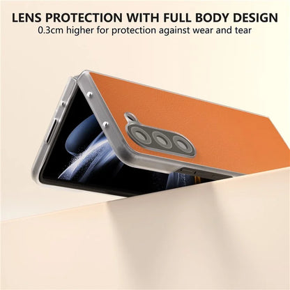 For Samsung Galaxy Z Fold5 5G Case Clear Matte Edge Leather+PC Folding Phone Cover