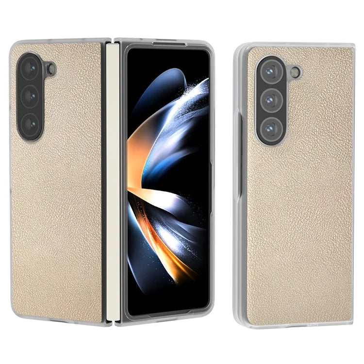 For Samsung Galaxy Z Fold5 5G Case Clear Matte Edge Leather+PC Folding Phone Cover