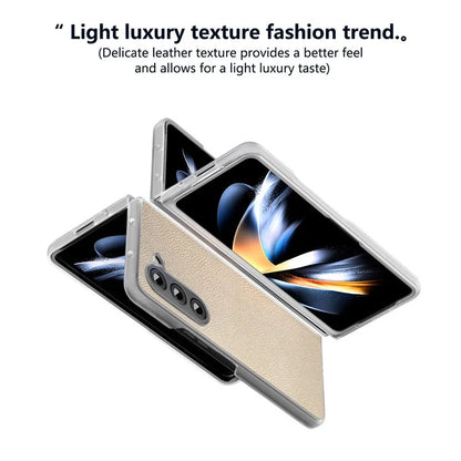 For Samsung Galaxy Z Fold5 5G Case Clear Matte Edge Leather+PC Folding Phone Cover