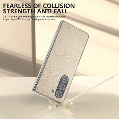 For Samsung Galaxy Z Fold5 5G Case Clear Matte Edge Leather+PC Folding Phone Cover