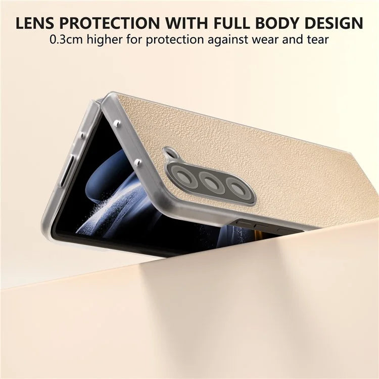 For Samsung Galaxy Z Fold5 5G Case Clear Matte Edge Leather+PC Folding Phone Cover