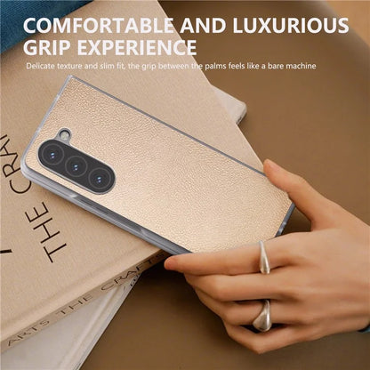 For Samsung Galaxy Z Fold5 5G Case Clear Matte Edge Leather+PC Folding Phone Cover