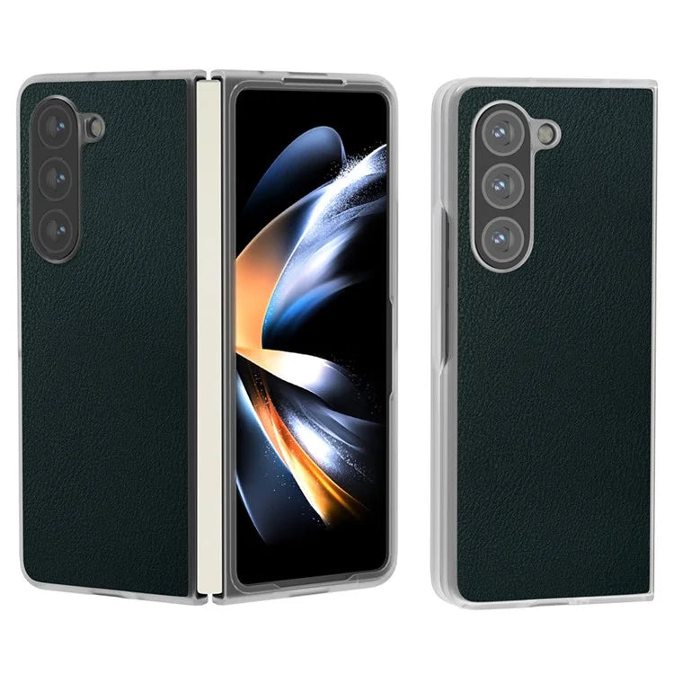 For Samsung Galaxy Z Fold5 5G Case Clear Matte Edge Leather+PC Folding Phone Cover