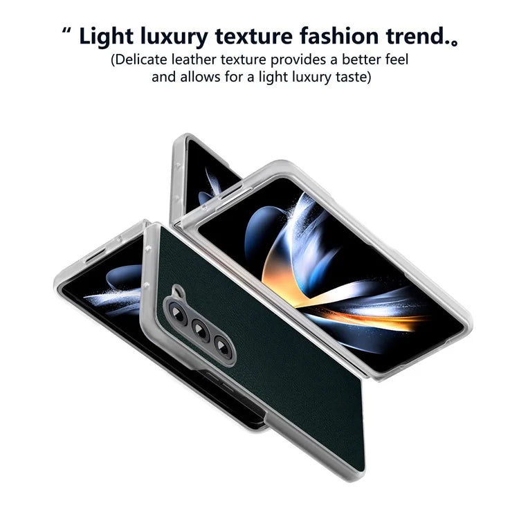 For Samsung Galaxy Z Fold5 5G Case Clear Matte Edge Leather+PC Folding Phone Cover