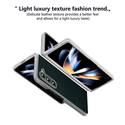 For Samsung Galaxy Z Fold5 5G Case Clear Matte Edge Leather+PC Folding Phone Cover