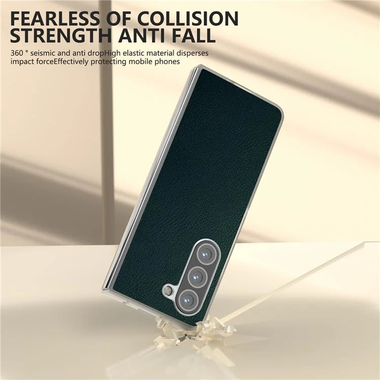 For Samsung Galaxy Z Fold5 5G Case Clear Matte Edge Leather+PC Folding Phone Cover