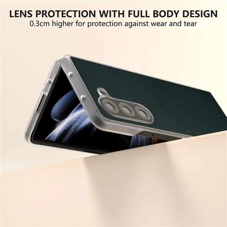 For Samsung Galaxy Z Fold5 5G Case Clear Matte Edge Leather+PC Folding Phone Cover