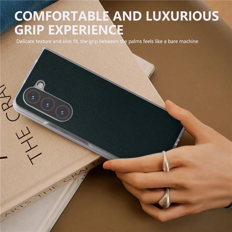 For Samsung Galaxy Z Fold5 5G Case Clear Matte Edge Leather+PC Folding Phone Cover