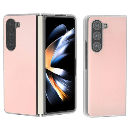 For Samsung Galaxy Z Fold5 5G Case Clear Matte Edge Leather+PC Folding Phone Cover