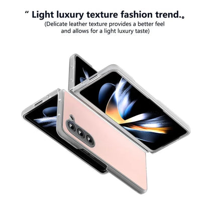 For Samsung Galaxy Z Fold5 5G Case Clear Matte Edge Leather+PC Folding Phone Cover
