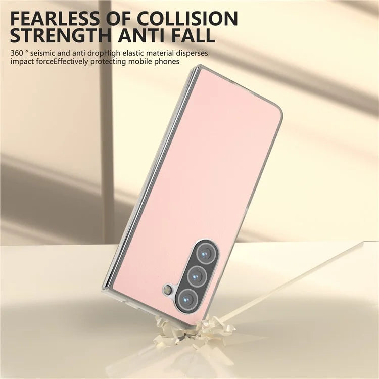 For Samsung Galaxy Z Fold5 5G Case Clear Matte Edge Leather+PC Folding Phone Cover
