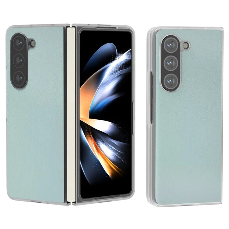 For Samsung Galaxy Z Fold5 5G Case Clear Matte Edge Leather+PC Folding Phone Cover