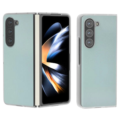 For Samsung Galaxy Z Fold5 5G Case Clear Matte Edge Leather+PC Folding Phone Cover