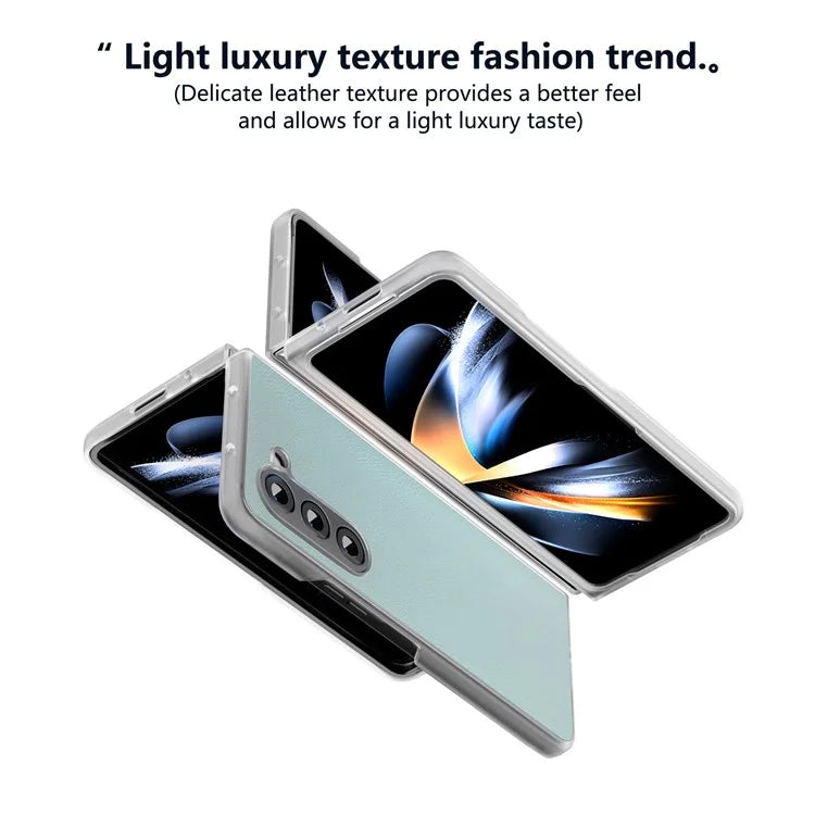 For Samsung Galaxy Z Fold5 5G Case Clear Matte Edge Leather+PC Folding Phone Cover