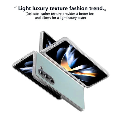 For Samsung Galaxy Z Fold5 5G Case Clear Matte Edge Leather+PC Folding Phone Cover