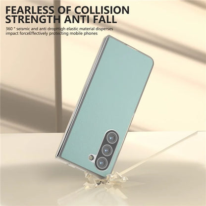 For Samsung Galaxy Z Fold5 5G Case Clear Matte Edge Leather+PC Folding Phone Cover