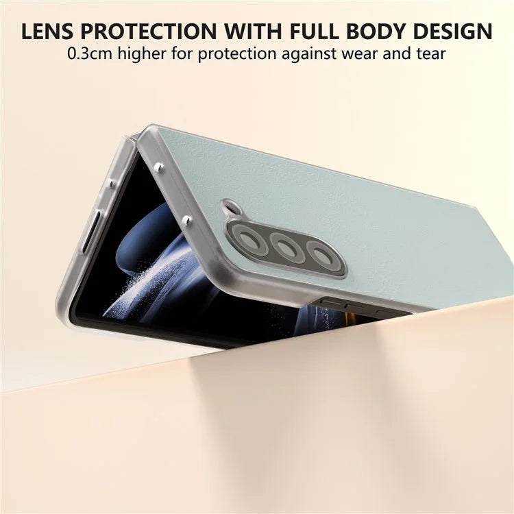 For Samsung Galaxy Z Fold5 5G Case Clear Matte Edge Leather+PC Folding Phone Cover