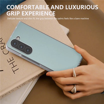 For Samsung Galaxy Z Fold5 5G Case Clear Matte Edge Leather+PC Folding Phone Cover