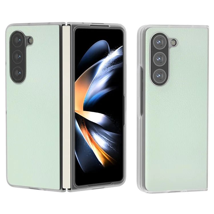 For Samsung Galaxy Z Fold5 5G Case Clear Matte Edge Leather+PC Folding Phone Cover