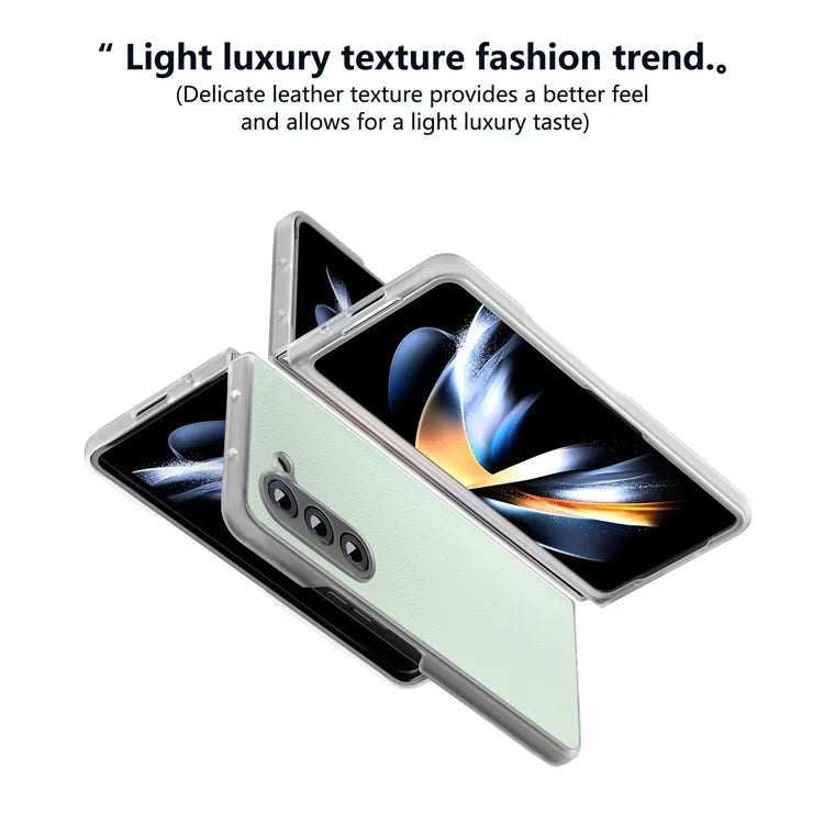 For Samsung Galaxy Z Fold5 5G Case Clear Matte Edge Leather+PC Folding Phone Cover