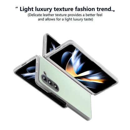 For Samsung Galaxy Z Fold5 5G Case Clear Matte Edge Leather+PC Folding Phone Cover
