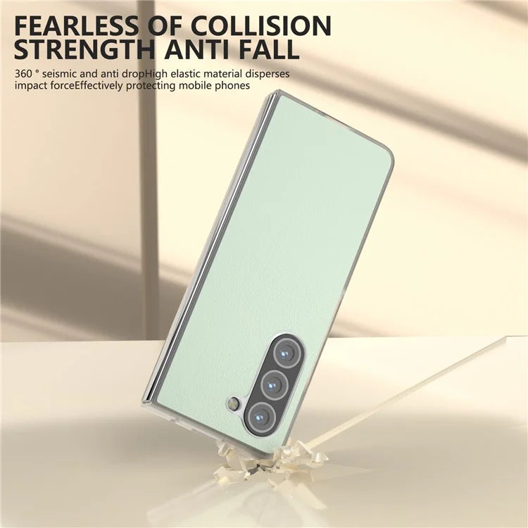 For Samsung Galaxy Z Fold5 5G Case Clear Matte Edge Leather+PC Folding Phone Cover