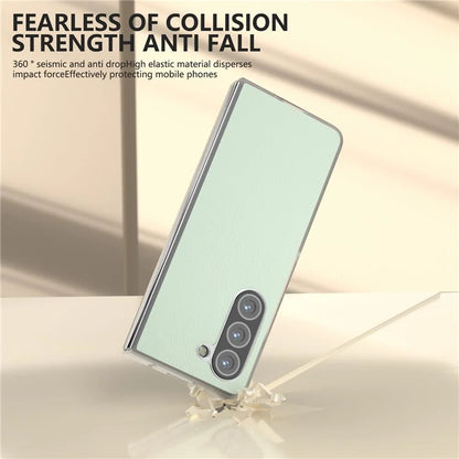 For Samsung Galaxy Z Fold5 5G Case Clear Matte Edge Leather+PC Folding Phone Cover