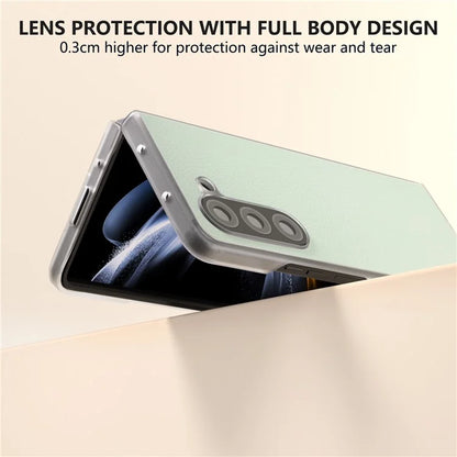 For Samsung Galaxy Z Fold5 5G Case Clear Matte Edge Leather+PC Folding Phone Cover