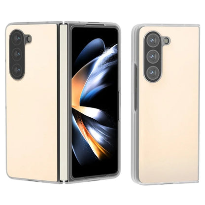 For Samsung Galaxy Z Fold5 5G Case Clear Matte Edge Leather+PC Folding Phone Cover