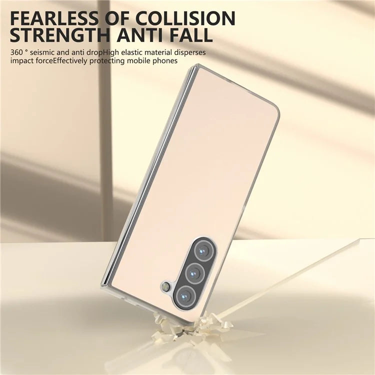 For Samsung Galaxy Z Fold5 5G Case Clear Matte Edge Leather+PC Folding Phone Cover
