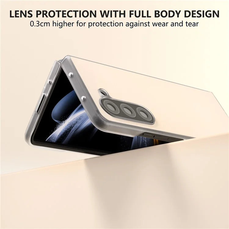 For Samsung Galaxy Z Fold5 5G Case Clear Matte Edge Leather+PC Folding Phone Cover