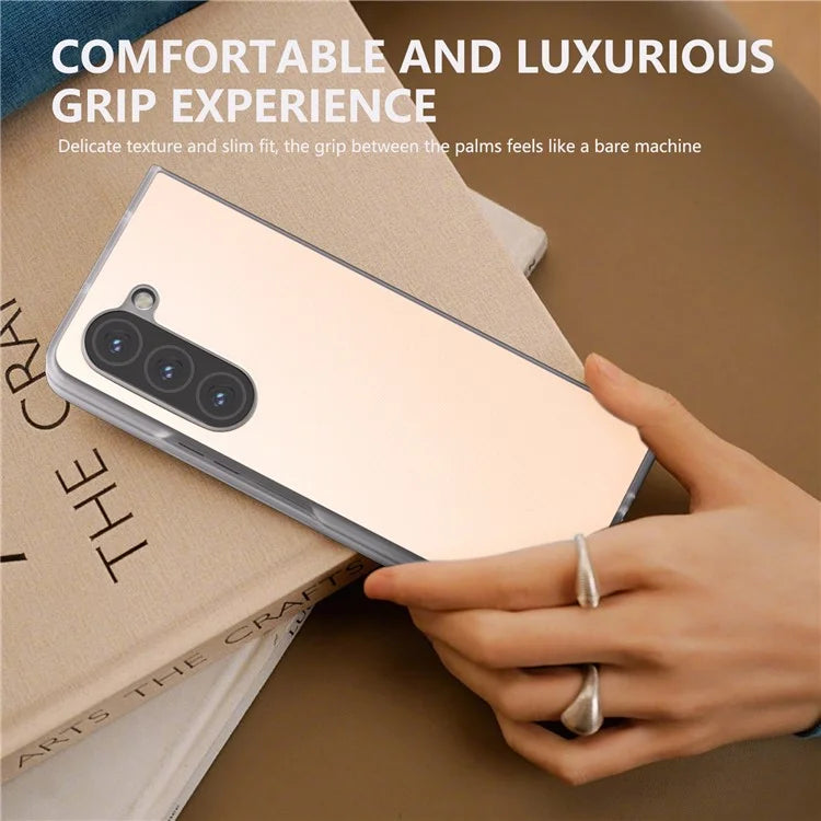 For Samsung Galaxy Z Fold5 5G Case Clear Matte Edge Leather+PC Folding Phone Cover