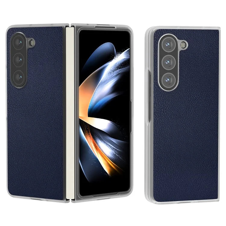 For Samsung Galaxy Z Fold5 5G Case Clear Matte Edge Leather+PC Folding Phone Cover