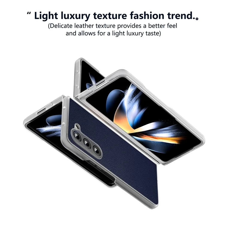 For Samsung Galaxy Z Fold5 5G Case Clear Matte Edge Leather+PC Folding Phone Cover