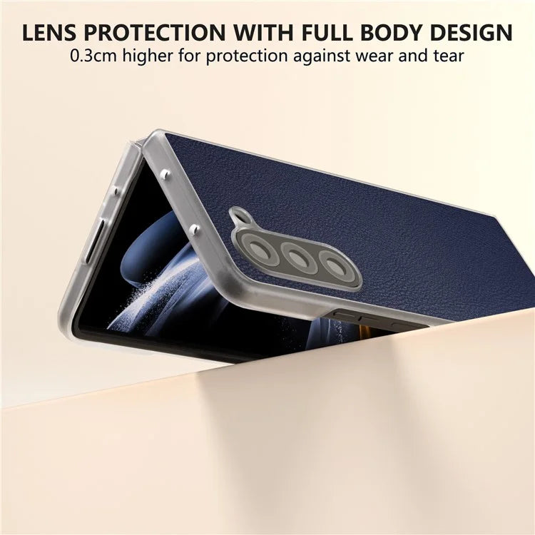 For Samsung Galaxy Z Fold5 5G Case Clear Matte Edge Leather+PC Folding Phone Cover