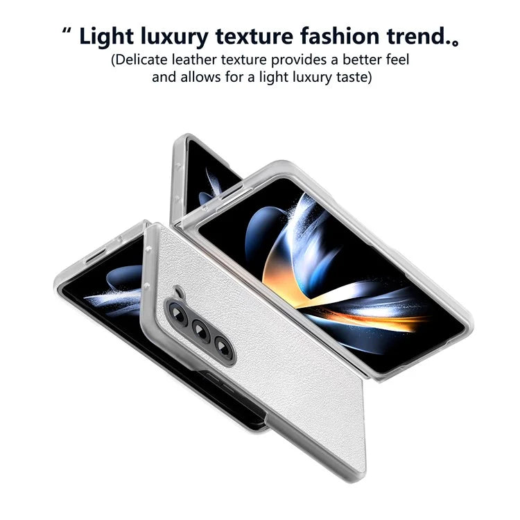For Samsung Galaxy Z Fold5 5G Case Clear Matte Edge Leather+PC Folding Phone Cover