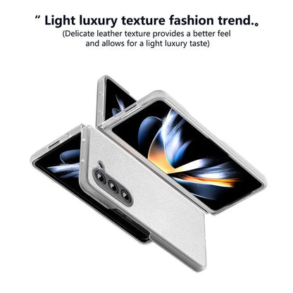 For Samsung Galaxy Z Fold5 5G Case Clear Matte Edge Leather+PC Folding Phone Cover
