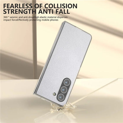 For Samsung Galaxy Z Fold5 5G Case Clear Matte Edge Leather+PC Folding Phone Cover