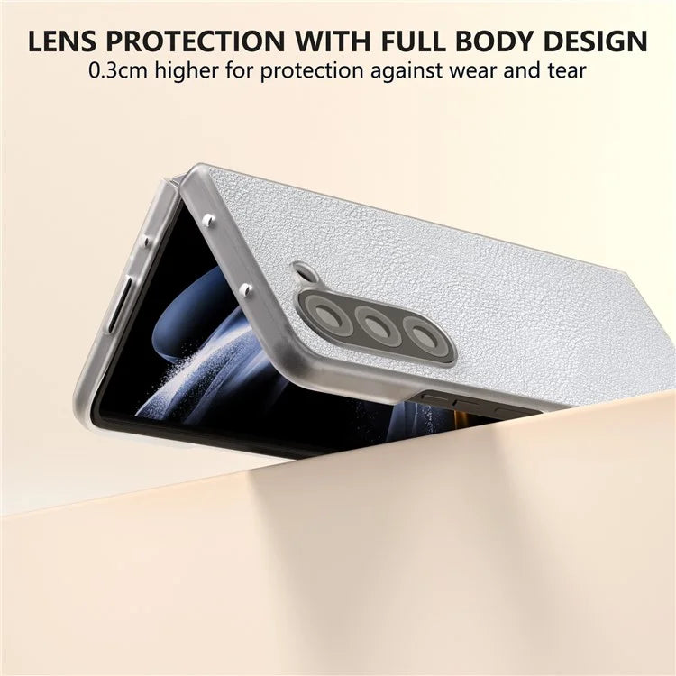 For Samsung Galaxy Z Fold5 5G Case Clear Matte Edge Leather+PC Folding Phone Cover