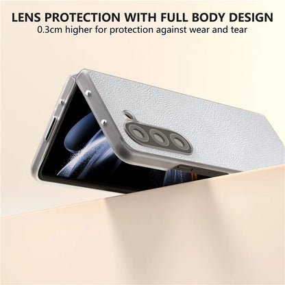 For Samsung Galaxy Z Fold5 5G Case Clear Matte Edge Leather+PC Folding Phone Cover