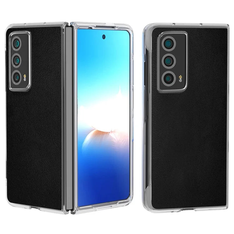 For Honor Magic Vs2 5G Case Transparent Edge Leather+PC Phone Cover