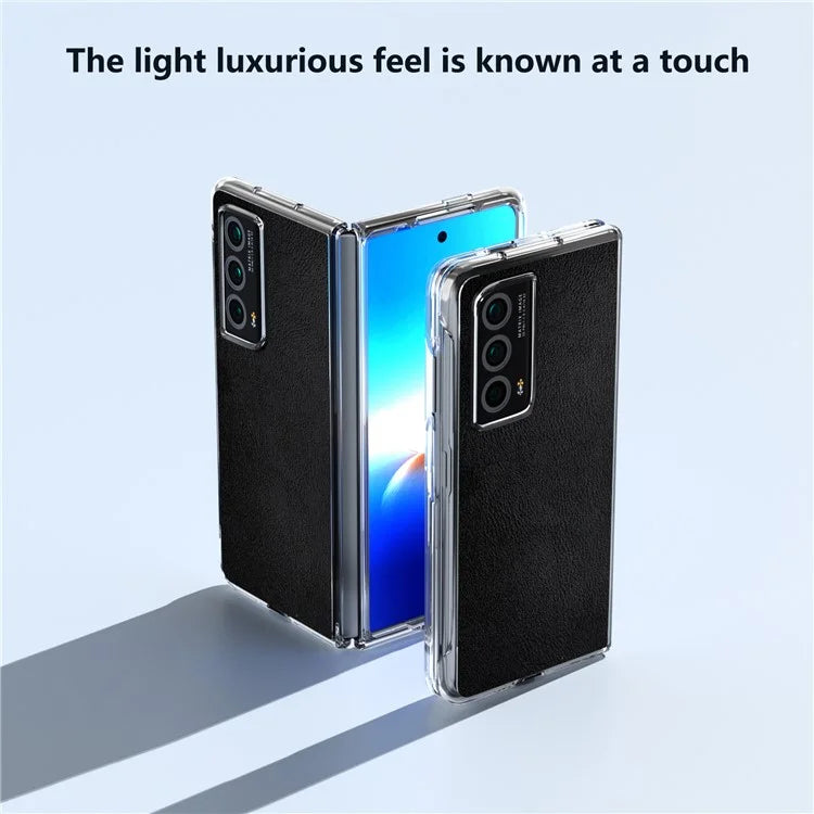 For Honor Magic Vs2 5G Case Transparent Edge Leather+PC Phone Cover