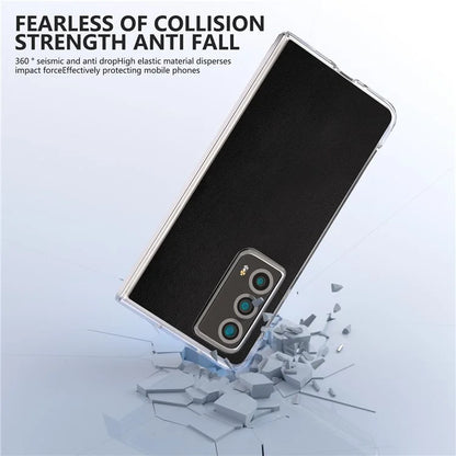 For Honor Magic Vs2 5G Case Transparent Edge Leather+PC Phone Cover