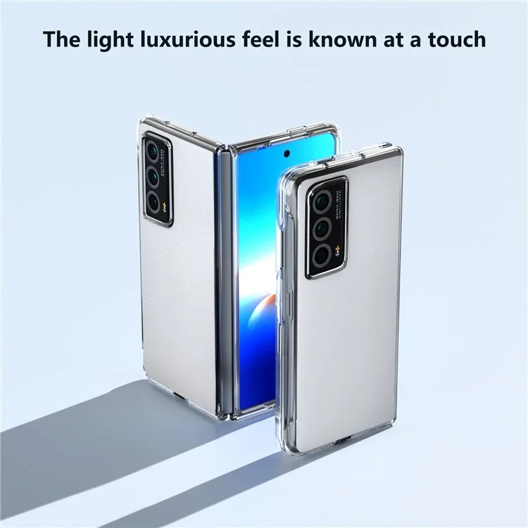 For Honor Magic Vs2 5G Case Transparent Edge Leather+PC Phone Cover