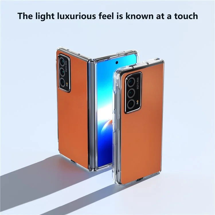For Honor Magic Vs2 5G Case Transparent Edge Leather+PC Phone Cover
