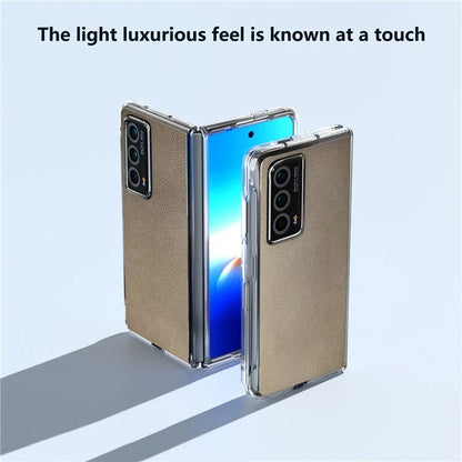 For Honor Magic Vs2 5G Case Transparent Edge Leather+PC Phone Cover
