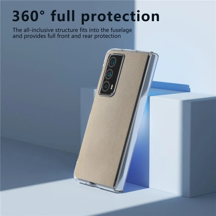 For Honor Magic Vs2 5G Case Transparent Edge Leather+PC Phone Cover