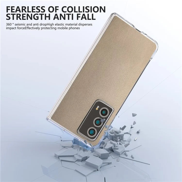 For Honor Magic Vs2 5G Case Transparent Edge Leather+PC Phone Cover